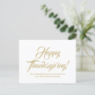 Happy Thanksgiving Gold benutzerdefinierte Skript Postkarte