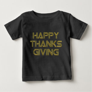 Happy Thanksgiving Gold Typografie Weißes Elegant Baby T-shirt