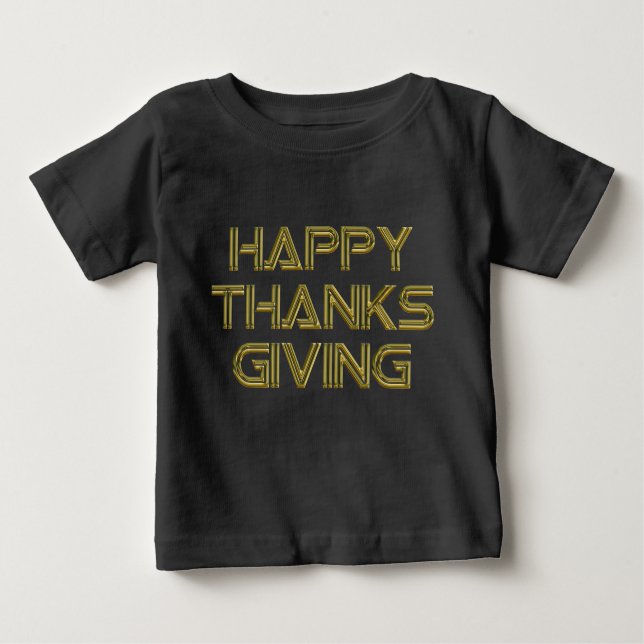 Happy Thanksgiving Gold Typografie Weißes Elegant Baby T-shirt (Vorderseite)