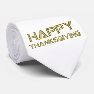 Happy Thanksgiving Gold Typografie Weißes Elegant Krawatte