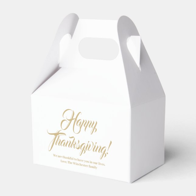Happy Thanksgiving gold White custom script Text Geschenkschachtel (Vorderseite)