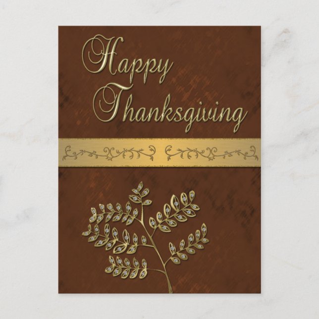 Happy Thanksgiving Golden Blätter - Postkarte (Vorderseite)