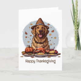 Happy Thanksgiving Golden Retriever Dog Feiertagskarte