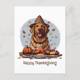 Happy Thanksgiving Golden Retriever Dog Postkarte
