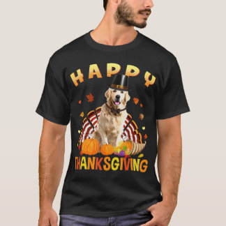 Happy Thanksgiving Golden Retriever Türkei Pilgrim T-Shirt