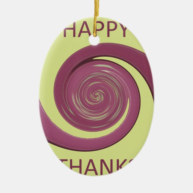 Happy Thanksgiving Golden Yellow whirl design.pnng Keramikornament (Vorne)