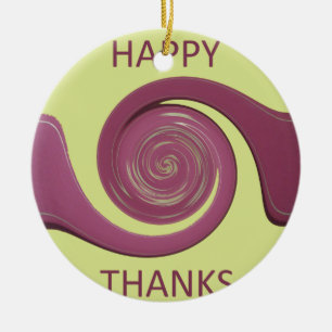 Happy Thanksgiving Golden Yellow whirl design.pnng Keramikornament