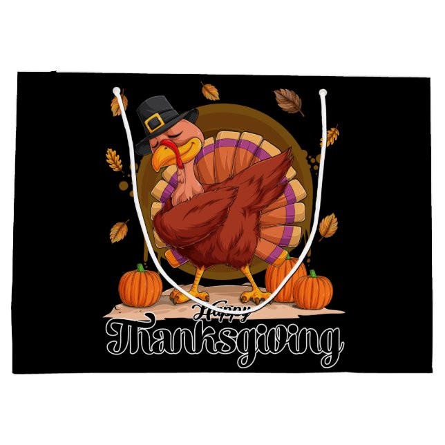Happy Thanksgiving Große Geschenktüte (Rückseite)