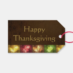 Happy Thanksgiving Grunge Blätter Geschenkanhänger