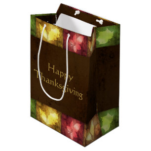 Happy Thanksgiving Grunge Blätter Mittlere Geschenktüte