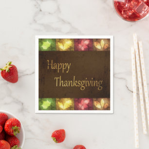 Happy Thanksgiving Grunge Blätter Serviette