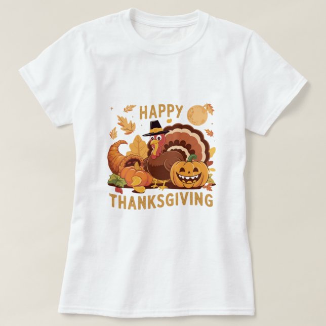 Happy Thanksgiving Herbst Ernte T - Shirt (Design vorne)