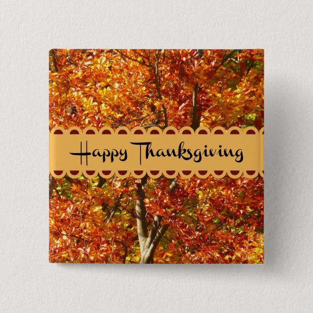 Happy Thanksgiving - Herbstfarben Button (Vorderseite)