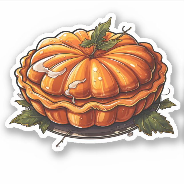 Happy Thanksgiving Holiday Cartoon Pumpkin Pie Aufkleber (Vorderseite)