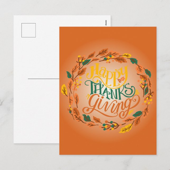 Happy Thanksgiving Holiday Postkarte (Vorne/Hinten)