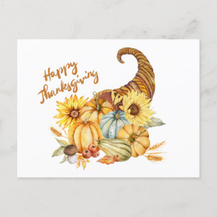 Happy Thanksgiving Horn von Plenty mit Pumpkins Postkarte