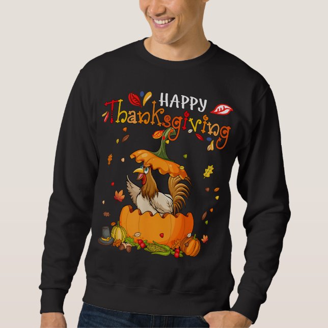 Happy Thanksgiving Huhn Inside Pumpkin Matching Sweatshirt (Vorderseite)