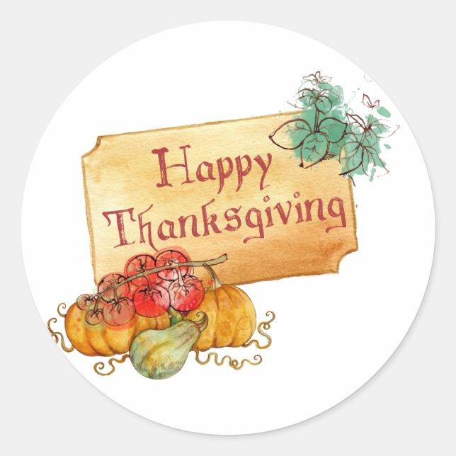 Happy Thanksgiving Illustration Runder Aufkleber (Vorderseite)