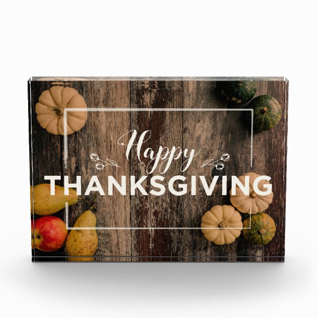 Happy Thanksgiving Kürbis Fotoblock (Vorderseite)