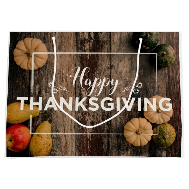 Happy Thanksgiving Kürbis Große Geschenktüte (Vorderseite)