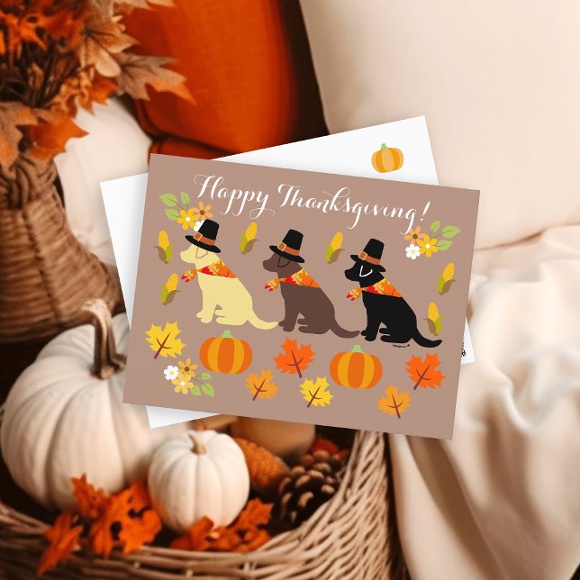 Happy Thanksgiving Labrador Silhouette Postkarte (Happy Thanksgiving Labrador Silhouette Design Postcard for Labrador Owners.  Autumn colors.)