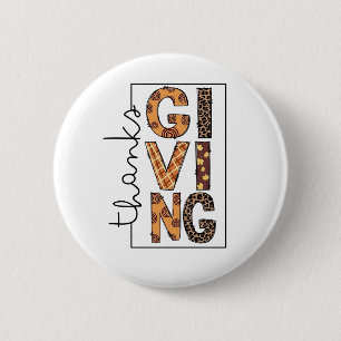 Happy Thanksgiving Leopard Print Rainbow Türkei Button