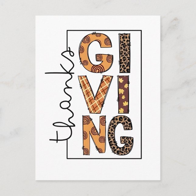 Happy Thanksgiving Leopard Print Rainbow Türkei Einladungspostkarte (Vorderseite)
