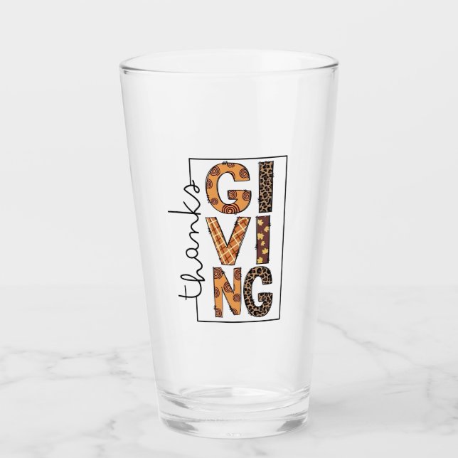 Happy Thanksgiving Leopard Print Rainbow Türkei Glas (Vorderseite)