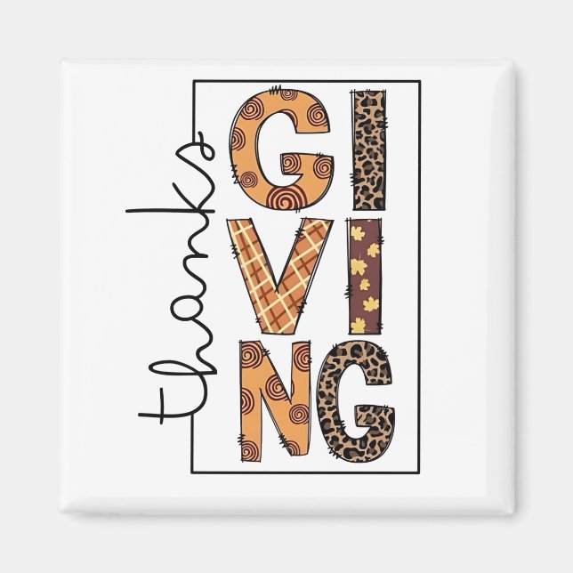 Happy Thanksgiving Leopard Print Rainbow Türkei Magnet (Vorne)