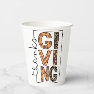 Happy Thanksgiving Leopard Print Rainbow Türkei Pappbecher