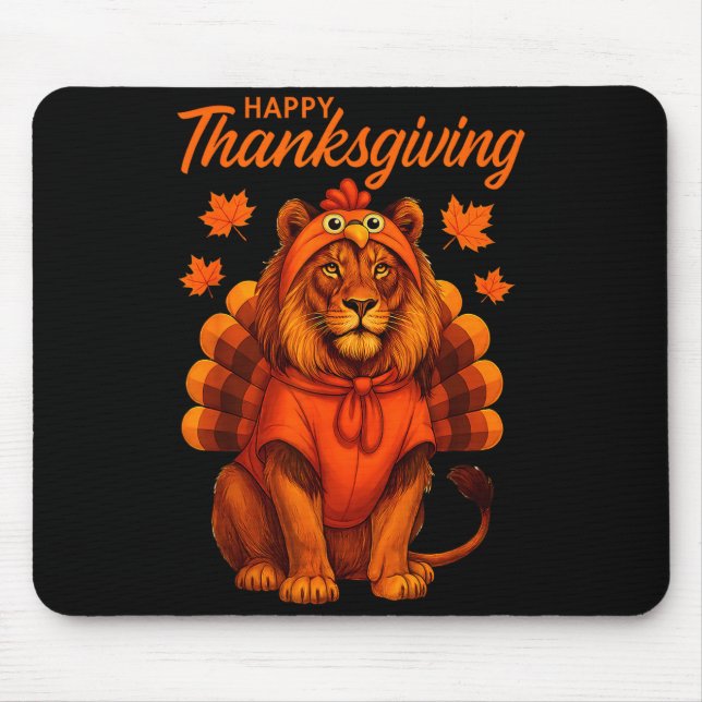 Happy Thanksgiving Lion Women Boys Girls Kids Outf Mousepad (Vorne)