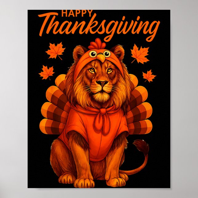 Happy Thanksgiving Lion Women Boys Girls Kids Outf Poster (Vorne)