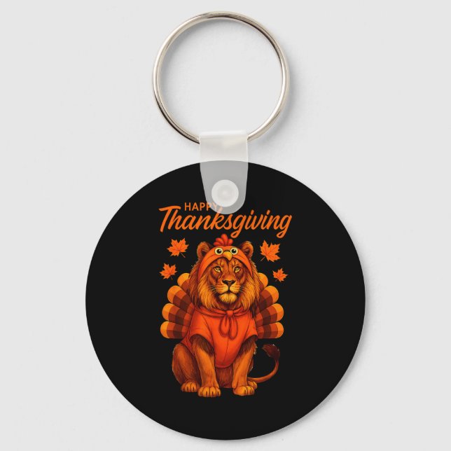 Happy Thanksgiving Lion Women Boys Girls Kids Outf Schlüsselanhänger (Vorderseite)