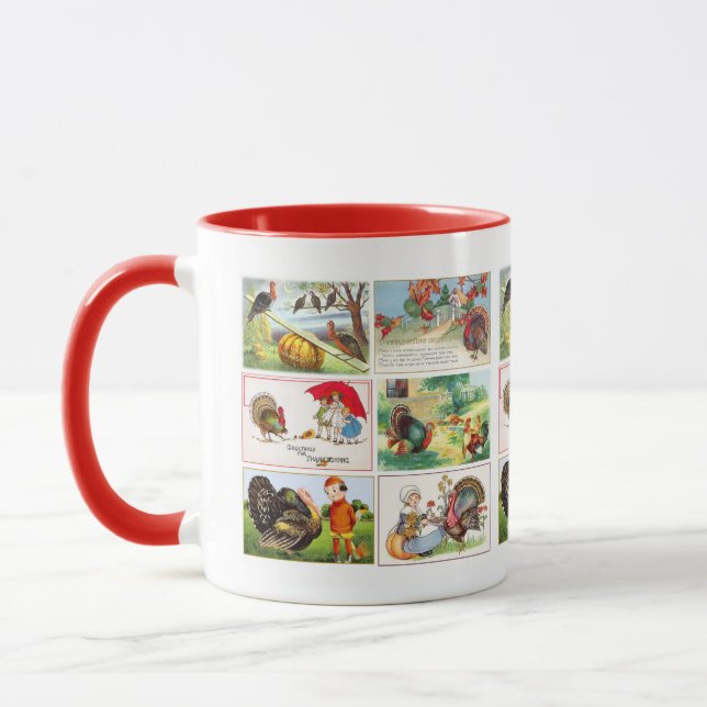 Happy Thanksgiving Medley Vintag Postcard Tasse (Links)