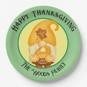 Happy Thanksgiving mit Familienname (bearbeitbar) Pappteller