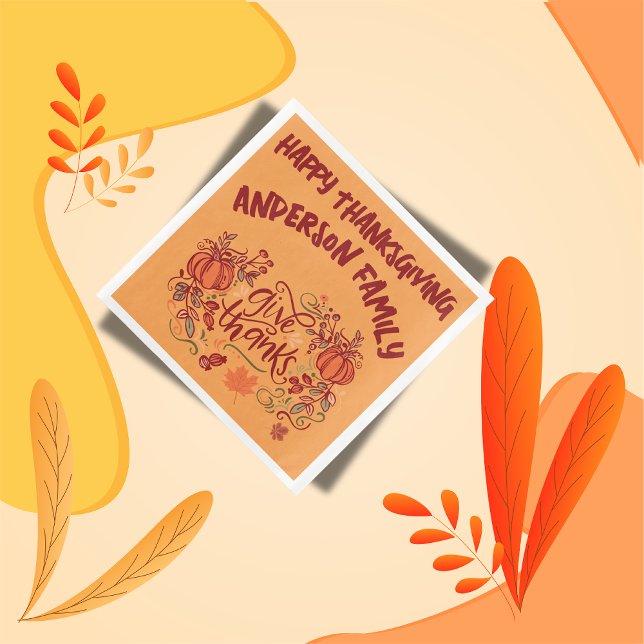 Happy Thanksgiving Mit Monogramm Name | Serviette (Von Creator hochgeladen)
