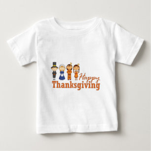 Happy Thanksgiving mit Pilgrim Native American Baby T-shirt