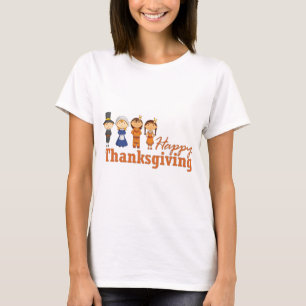 Happy Thanksgiving mit Pilgrim Native American T-Shirt
