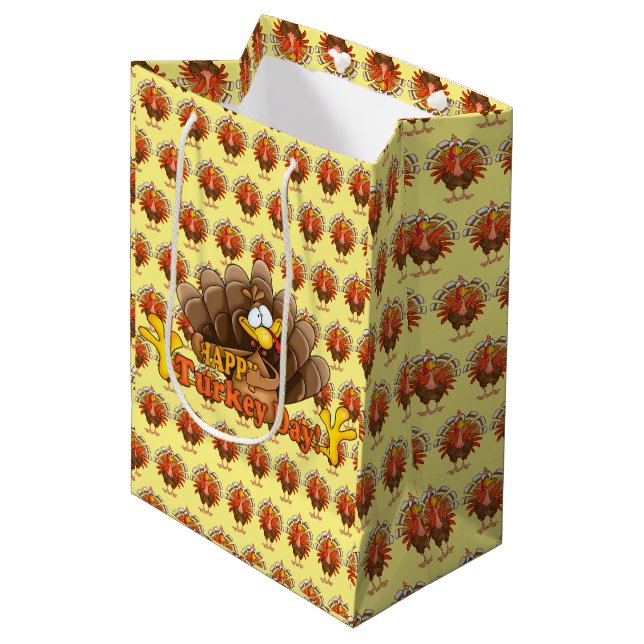 Happy Thanksgiving Mittlere Geschenktüte (Vorderseite Schrägansicht)