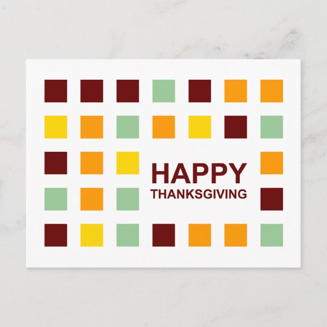 Happy Thanksgiving Mod Squares Postkarte (Vorderseite)