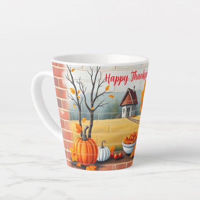 Happy Thanksgiving Modern Beautiful Fall Milchtasse (Linke Ecke)