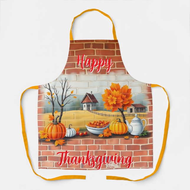 Happy Thanksgiving Modern Beautiful Fall Schürze (Vorderseite)