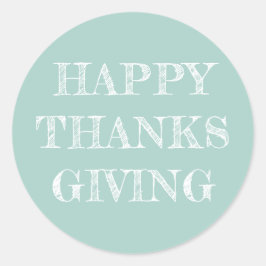 Happy Thanksgiving Modern Simple Blue Runder Aufkleber