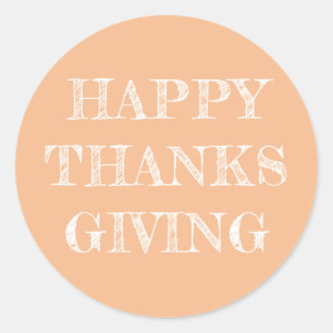 Happy Thanksgiving Modern Simple Pumpkin Orange Runder Aufkleber