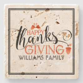 Happy Thanksgiving Modern Typografy Design Steinuntersetzer