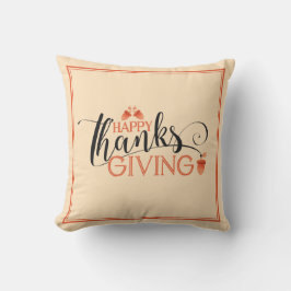 Happy Thanksgiving Moderne Schwarz & Rot Typografi Kissen