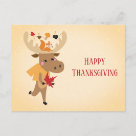 Happy Thanksgiving Moose Squirrel Colorful Postkarte