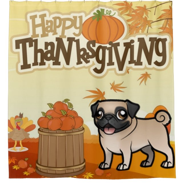 Happy Thanksgiving Mops Duschvorhang (Vorderseite)