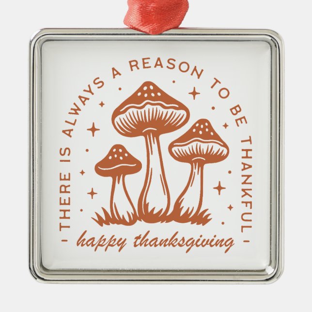 Happy thanksgiving mushroom whimsical terracotta ornament aus metall (Vorne)