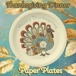 Happy Thanksgiving Mute Farbe Türkei Papier Platte Pappteller